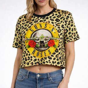 Amplified Guns N’ Roses Leopard Bullet Graphic Cropped Tee NWT – Size Medium